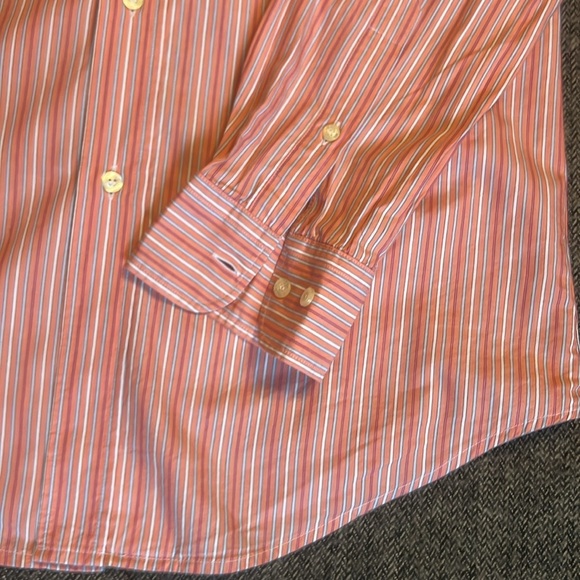Lacoste Pink Orange Striped Button-Up Shirt sz 39 - Picture 4 of 8